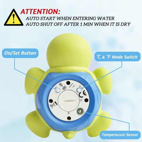 Termómetro De Baño Bebé Tortuga Automático Seguridad Mmg