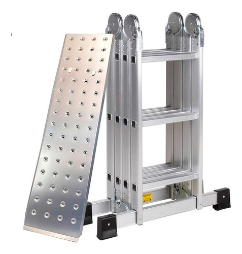 Escalera Aluminio 3.7 M Pektra Plegable Extensible + Andamio