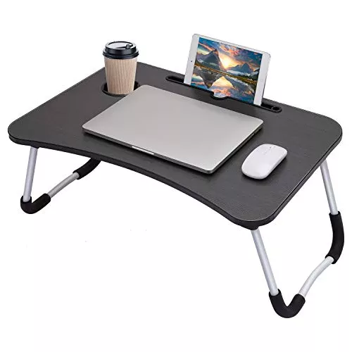 Mesa de cama con patas plegables, sirve desayuno en la cama o uso como mesa  de TV, bandeja de computadora portátil, bandeja de aperitivos : Hogar y  Cocina 