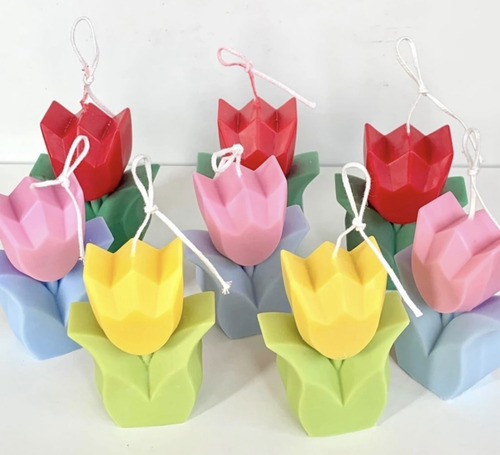 2 Moldes Silicon Tulipan Y Margarita Flores Para Jabón Velas