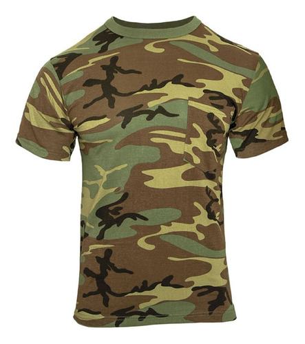 Camiseta Manga Corta Camo Jungla Con Bolsillo