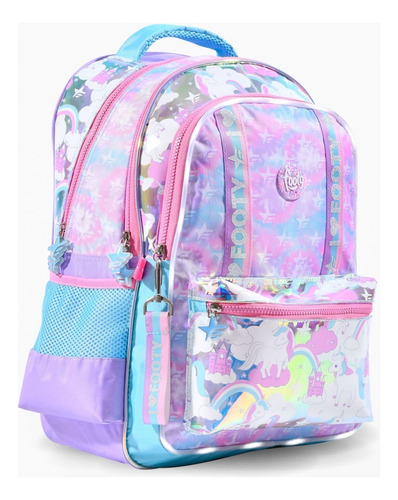 Mochila Footy Unicornio Espalda 18p Con Luz F1973 Color Lila