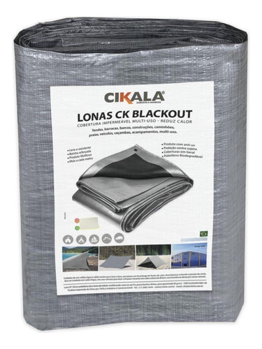 Lona Blackout Cinza Preta 2x2 Mts Ck300 Micras Impermeável