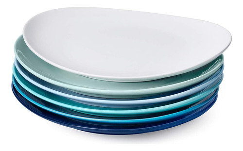 Platos Set Llano 28 Cm Cuadrada Curva 6 Pcs Porcelana