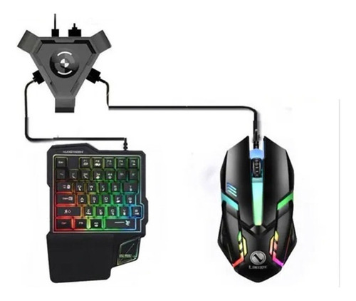 Teclado Y Mouse Con Una Mano Mini Gamer Rgb Lighting [u]