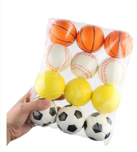 12 Pelotitas Antiestres Squishy Esponja Tipo Balón De Futbol