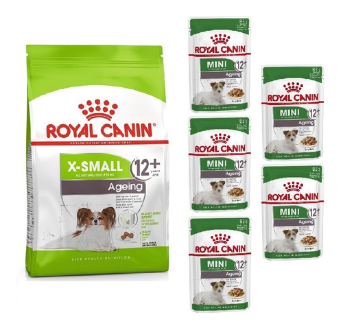 Kit Ração X-small Ageing 12+ 1kg E 5 Sachês 85g Royal Canin