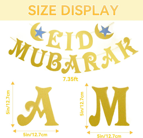 Banners De Eid Mubarak E Iridiscente Estrella Luna Linterna