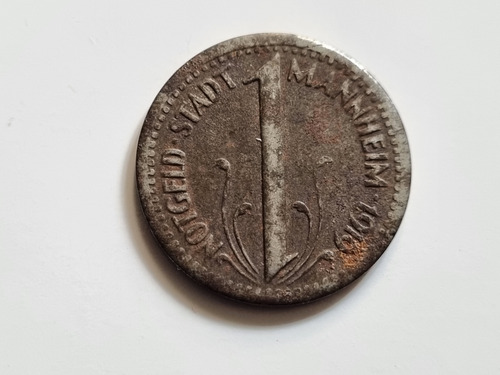 Monedas X2 Alemania Notgeld 1919 10 Pfennig Stadt Mannheim (Usado)