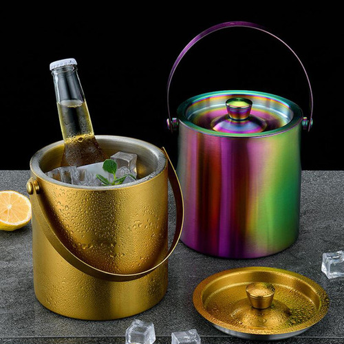Cubo De Hielo Con Asa, Cubo De Hielo Con Placa Dorada, 1.6l