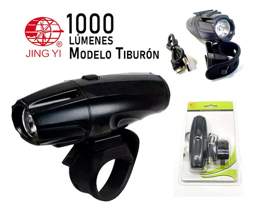 Luz Frontal Bicicleta/ Modelo Tiburón, 1000 Lúmenes/marca Jy