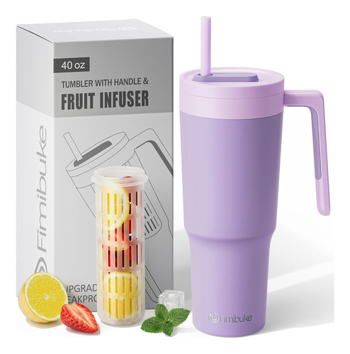 Vaso De 40 Oz Asa E Infusor De Frutas, Taza De Acero In...