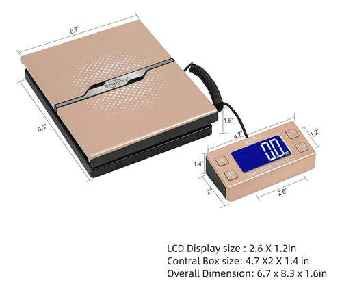 Weighmax W-8809 Báscula Digital, Postal, Oro, 68kg X 3g