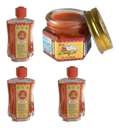 comprar 4 Pack. 1 Pomada Tigre Buda Roja Y 3 Aceites De Flor Roja.