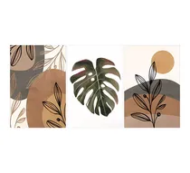 Comprar Quadros Decorativos Para Sala 3 Peças Abstrato Folhas Boho