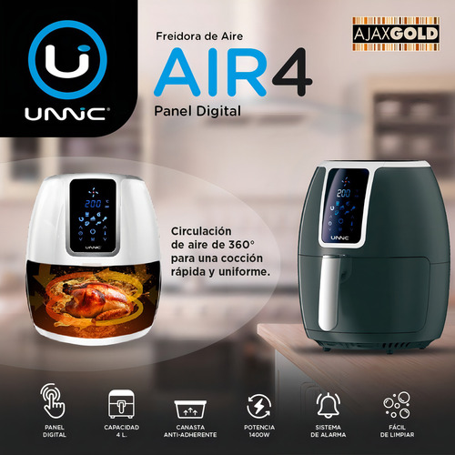 Fritadeira elétrica sem óleo Unnic Air04 Regulador de temperatura 4L