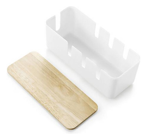 Caja De Almacenamiento De Cables De Alimentación De Madera,