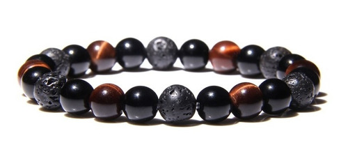 Pulsera Hombre Triple Proteccion Energética Cuarzos Piedras 