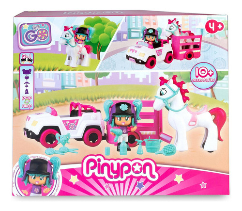 Muñeca Pinypon Set Let's Go! Coche Y Caballo 