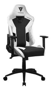 Silla de escritorio ThunderX3 TC3 gamer ergonómica all white con tapizado de cuero sintético