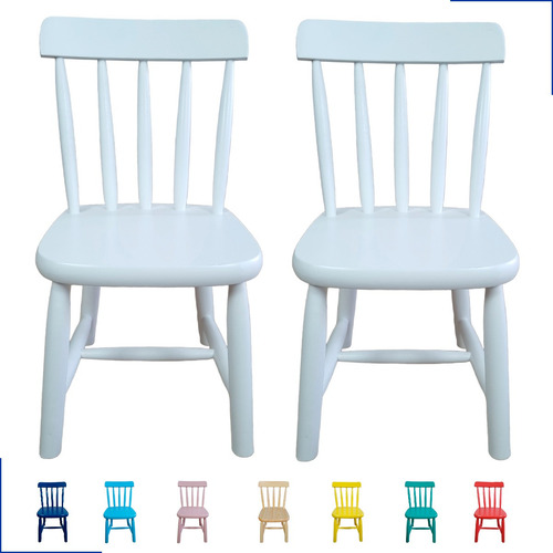 Conjunto Com 2 Cadeiras De Madeira Com Pintura Para Crianças Cor Branco