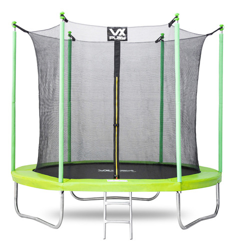 Cama Elástica Con Red De Seguridad Vx Play 2,10 Mts Ps Lona De Salto Negro Cobertor De Resortes Verde