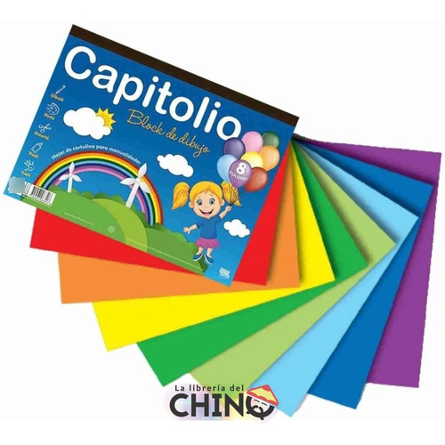 Block De Cartulinas  Capitolio 8 Colores 44cm X 31cm  24hs Color Clasicos