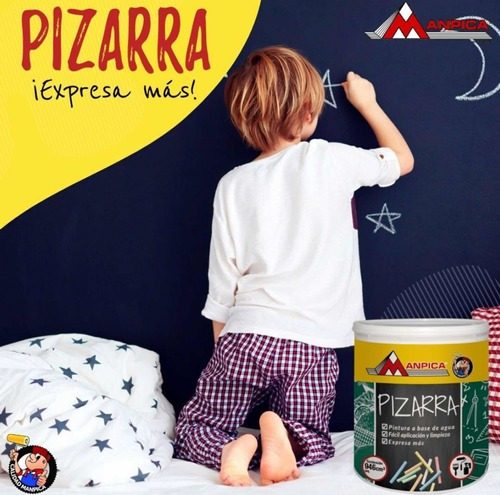 Imagen 3 de 4 de Pintura Negro Para Pizarra Manpica Galon