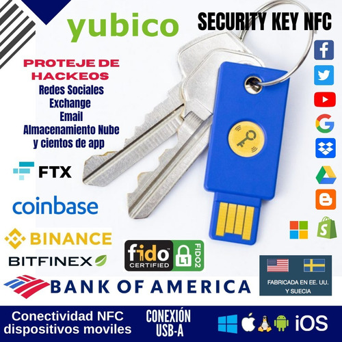 Imagen 1 de 6 de Yubico Security Key Nfc Fido Fido2 Usb Llave Seguridad