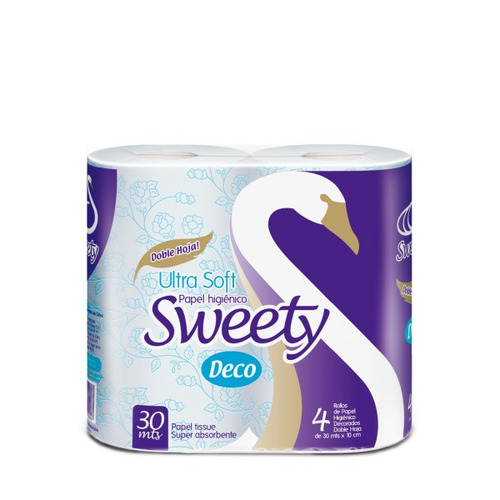 Imagen 1 de 1 de Papel higiénico Sweety Deco doble 30 m de 4 u
