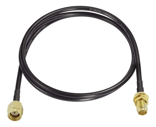 Cabo Extensor Pigtail 50cm Rgc58 Rp-sma Macho + Rp-sma Femea Cor Preto
