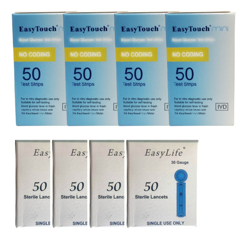 200 Cinta Glucosa Easy Mini Touch Y 200 Lancetas