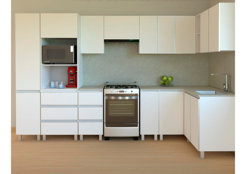 Combo Bajo Mesada 140 Cm + Alacena 140 Cm + Tolva Despensero - Potenza Blanco