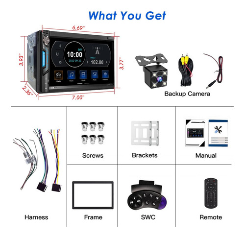 Car Bluetooth Doble Din Estereo: Receptor De Audio De Audio