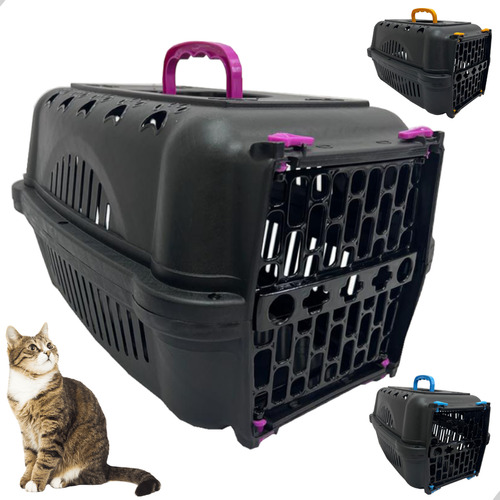 Caixa De Transporte Para Viagens Cachorro Gato Coelho N1 Cor Lilas Com Black