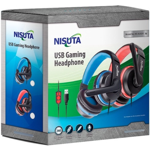 Imagen 3 de 3 de Auriculares Gamer Nisuta Microfono Vincha Usb Pc Aug91 Azul