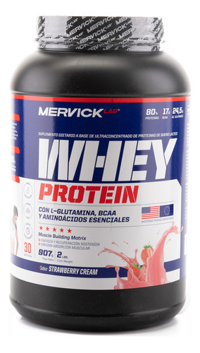 Suplemento en polvo MervickLab  Whey Protein proteínas sabor frutilla en pote de 2lbs