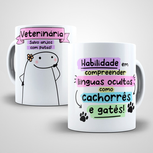 Caneca Porcelana Divertida Flork - Profissões Veterinária