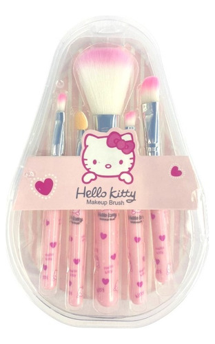 Set Hermoso De Brochas Para Maquillaje Hello Kitty 