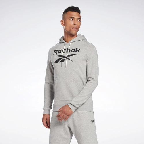 Buzo Reebok Ri Big Stacked Logo Hood Ft Ar Gris Hombre