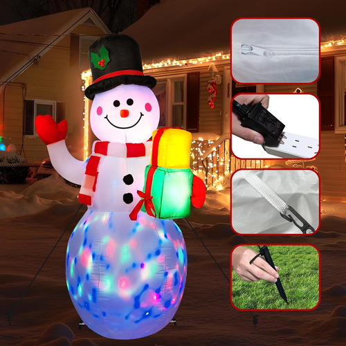 Decoración De Exterior Con Muñeco De Nieve Inflable Navideño