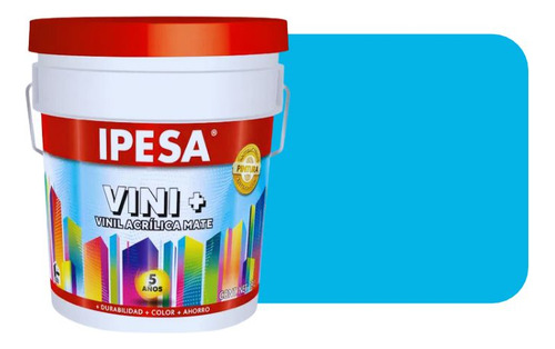 Cubeta 19 Litros Pintura Vini+ Exterior 5 Años Lavable Color Azul