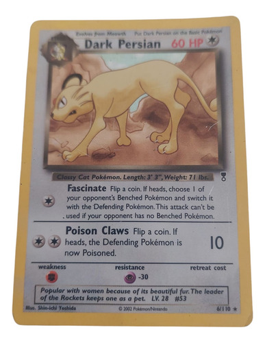 Carta Pokemon Dark Persian #6 Colección Legendaria Holo Dark Persian Holo Inglés (Usado)