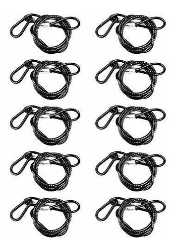 10 Packs 3ft Safety Cable Black Coated Braided Stainless Dj