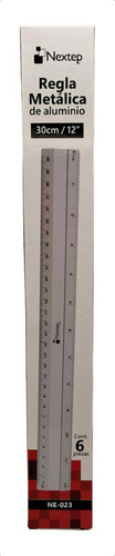 Regla De Aluminio Nextep 30 Cm C/6 Piezas Color Plateado