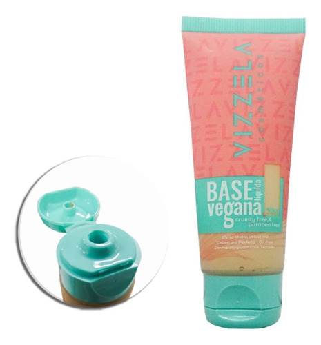 Base Líquida Vegana Matte Resistente À Água Vizzela