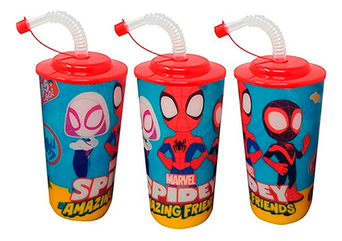 10 Vasos Dulceros Lenticulares Fiesta Spidey