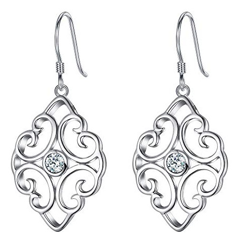 Elequeen 925 Sterling Silver Cz Vintage Filigree French Wire