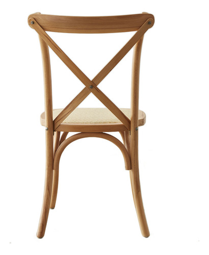 Silla De Comedor Cocina Cross De Madera De Roble Asiento Tejido Esterilla De Rattan Natural Color De La Estructura Roble Claro X4 Unidades