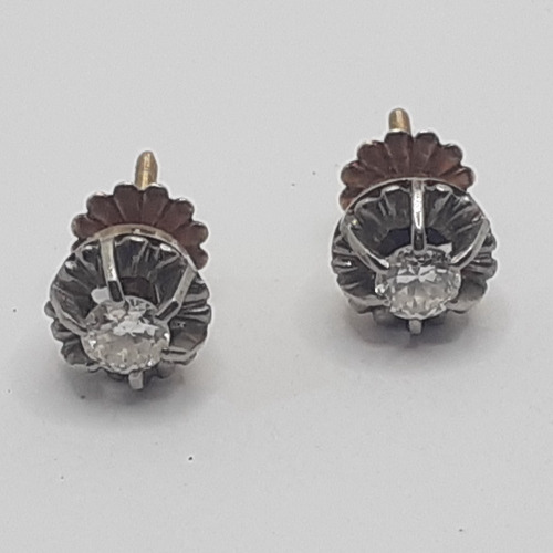 Par De Aros, Oro 18k Combinado. Con Brilantes 0,40 Kt Total